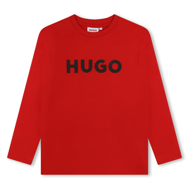 HUGO playera para niño y adolescente manga larga color rojo